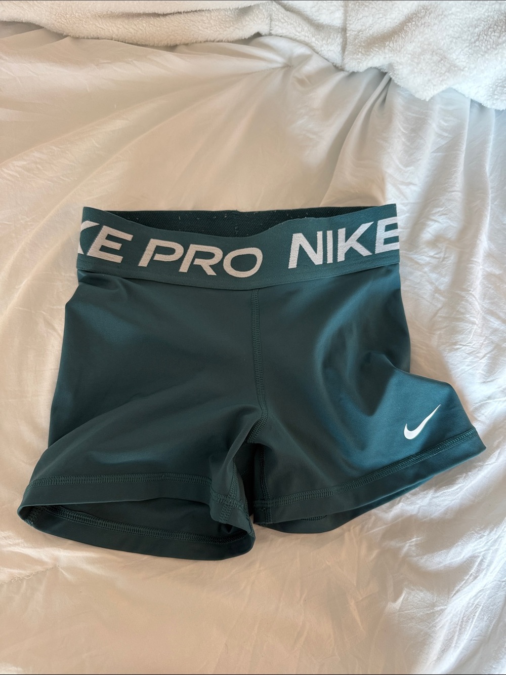 Nike Women's Teal Bike Shorts with White Logo - Picture 2 of 3